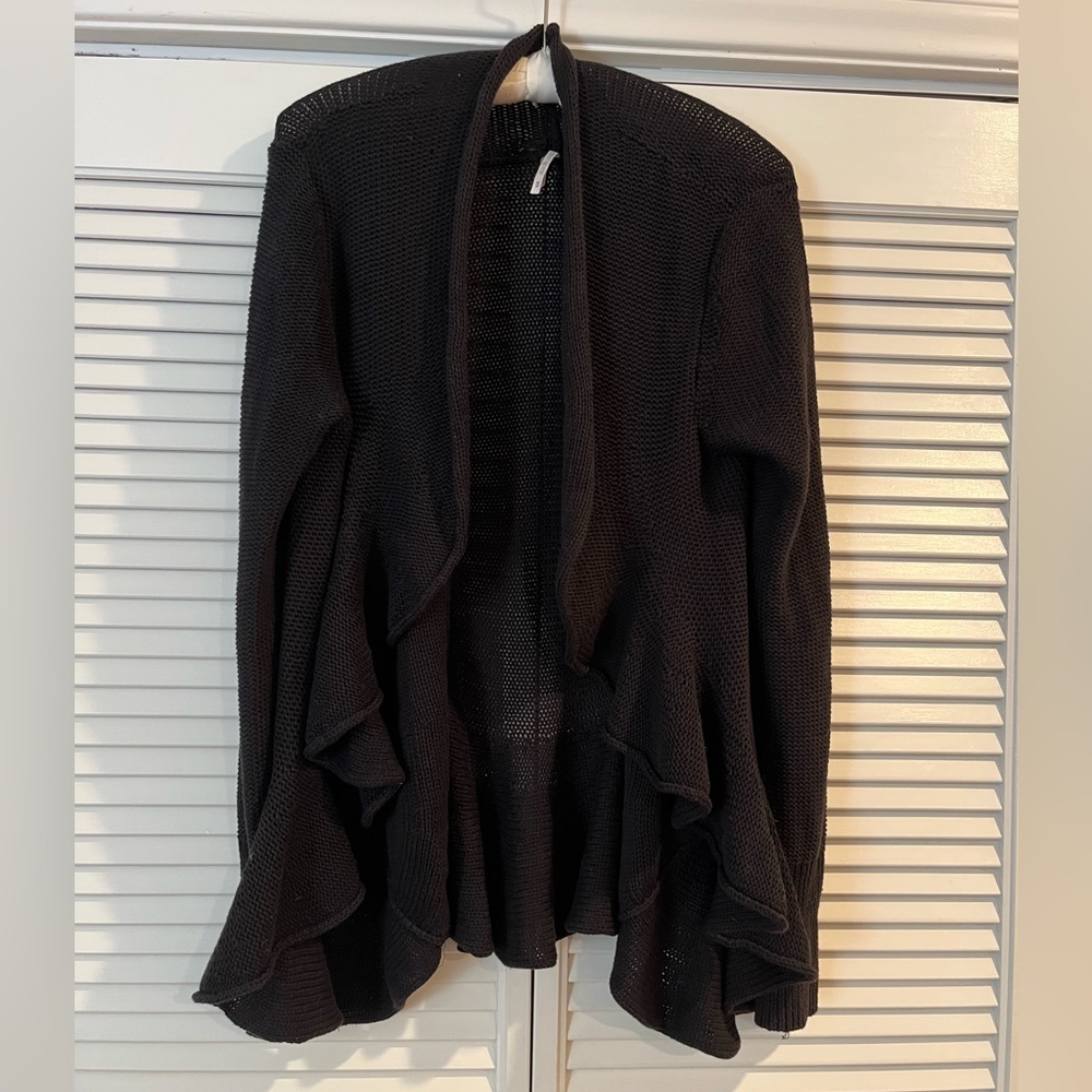 Free People Cardigan sweater size med Black drape front